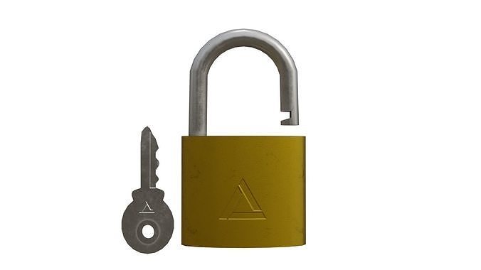 Padlock and key Low-poly 3D model
