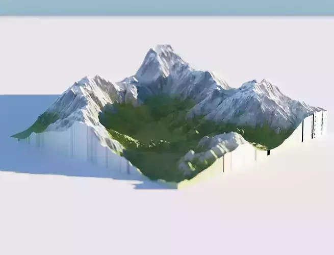 landscape of green mountains 3D model