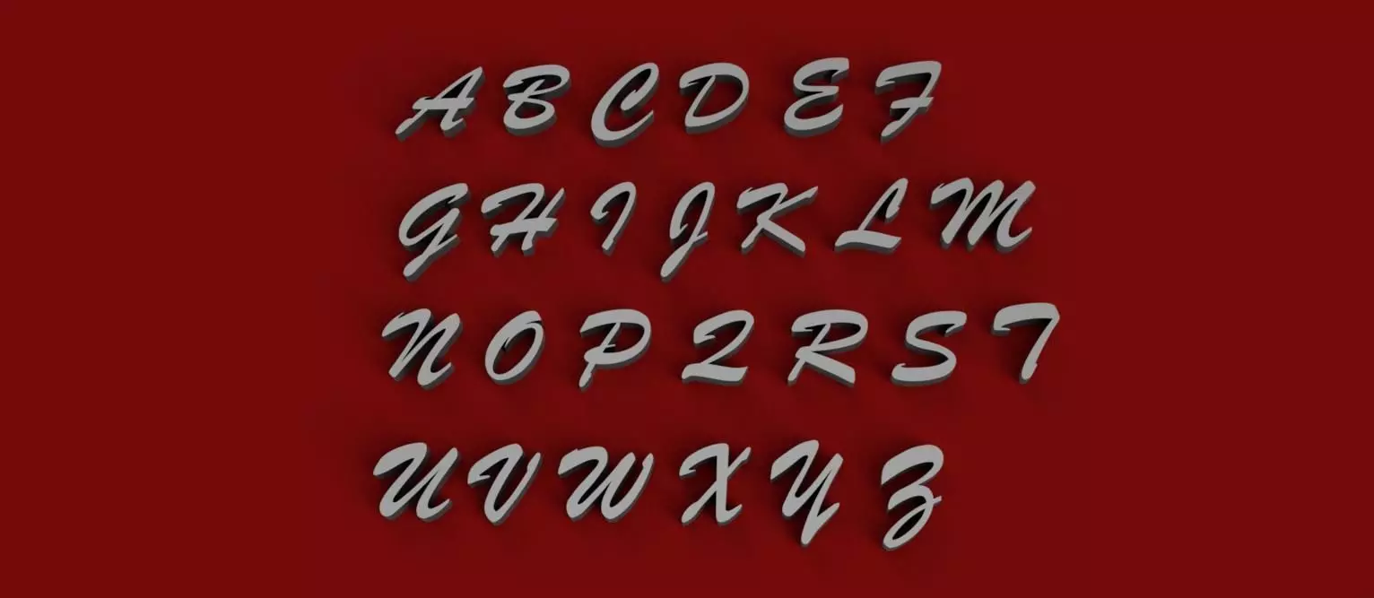 BRUSH MT Font uppercase and lowercase 3D Letters STL FILE 3D print model