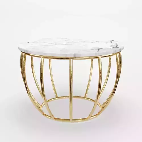 Gold Coffee Table with Marble Top
