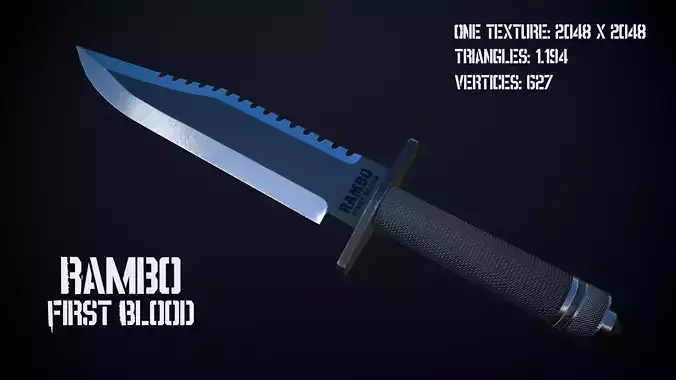 Rambo Knife Low-poly 3D model