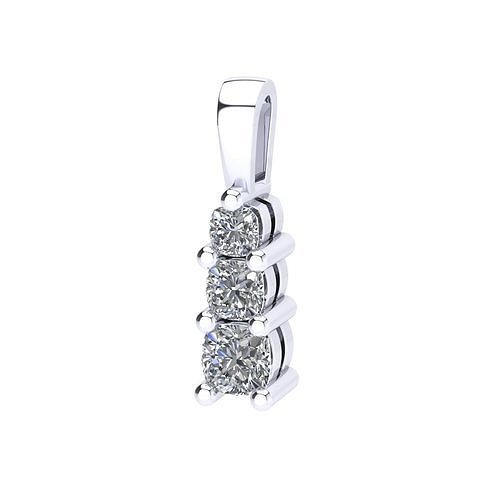 pendant trilogy jewel with cushion diamond multi stones 3 3D print model