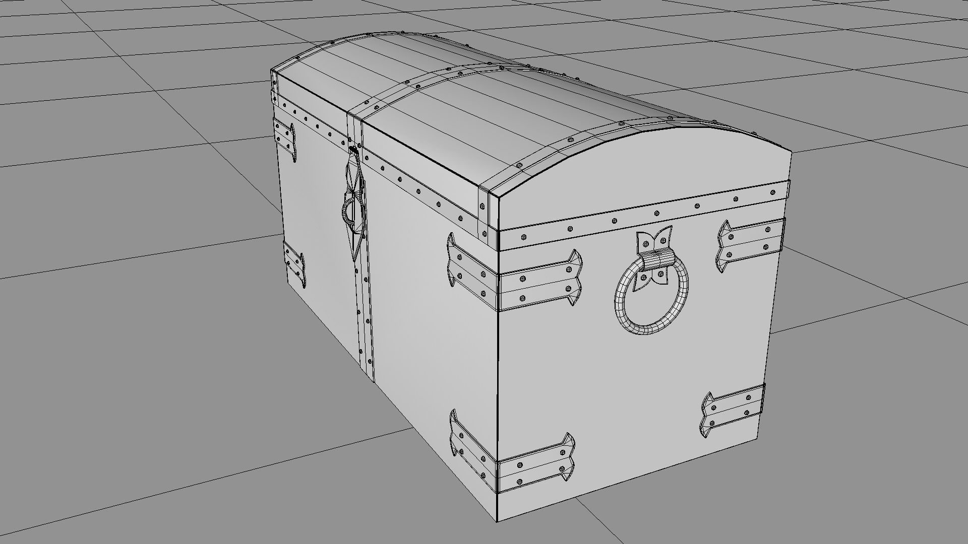 Old wooden chest Low-poly 3D model_24