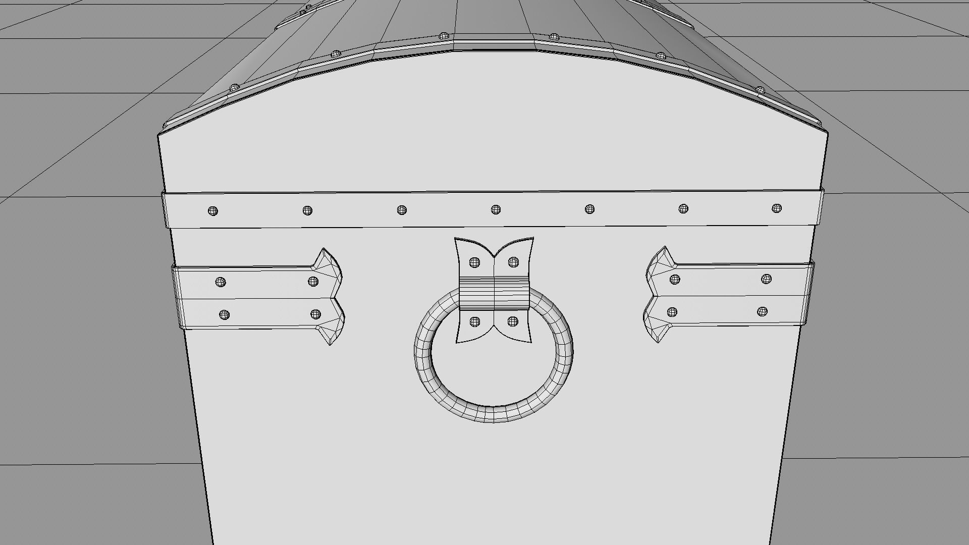 Old wooden chest Low-poly 3D model_26