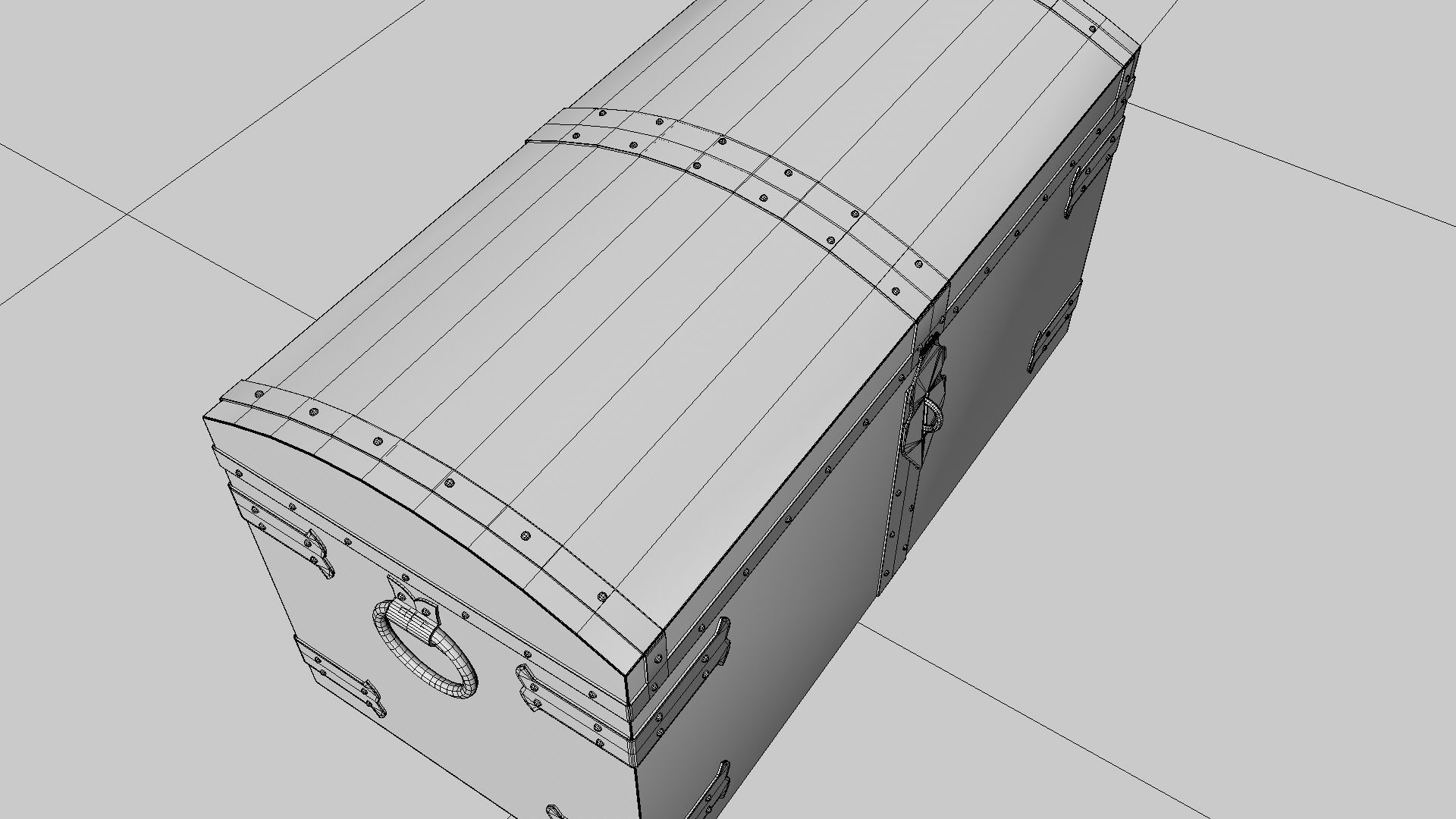 Old wooden chest Low-poly 3D model_18