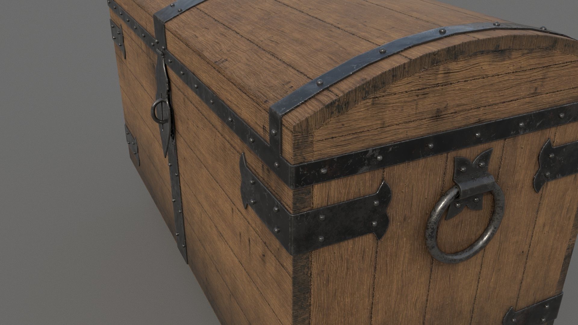 Old wooden chest Low-poly 3D model_13