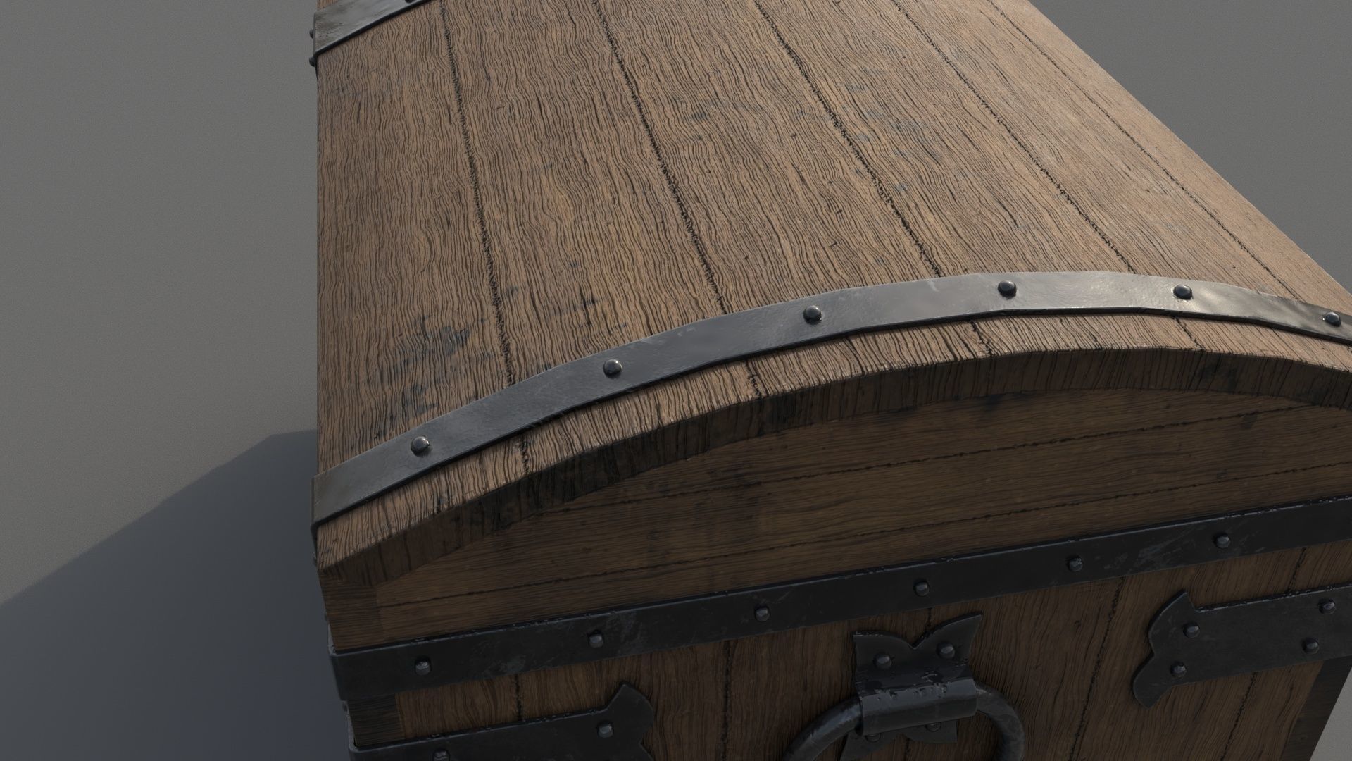 Old wooden chest Low-poly 3D model_9