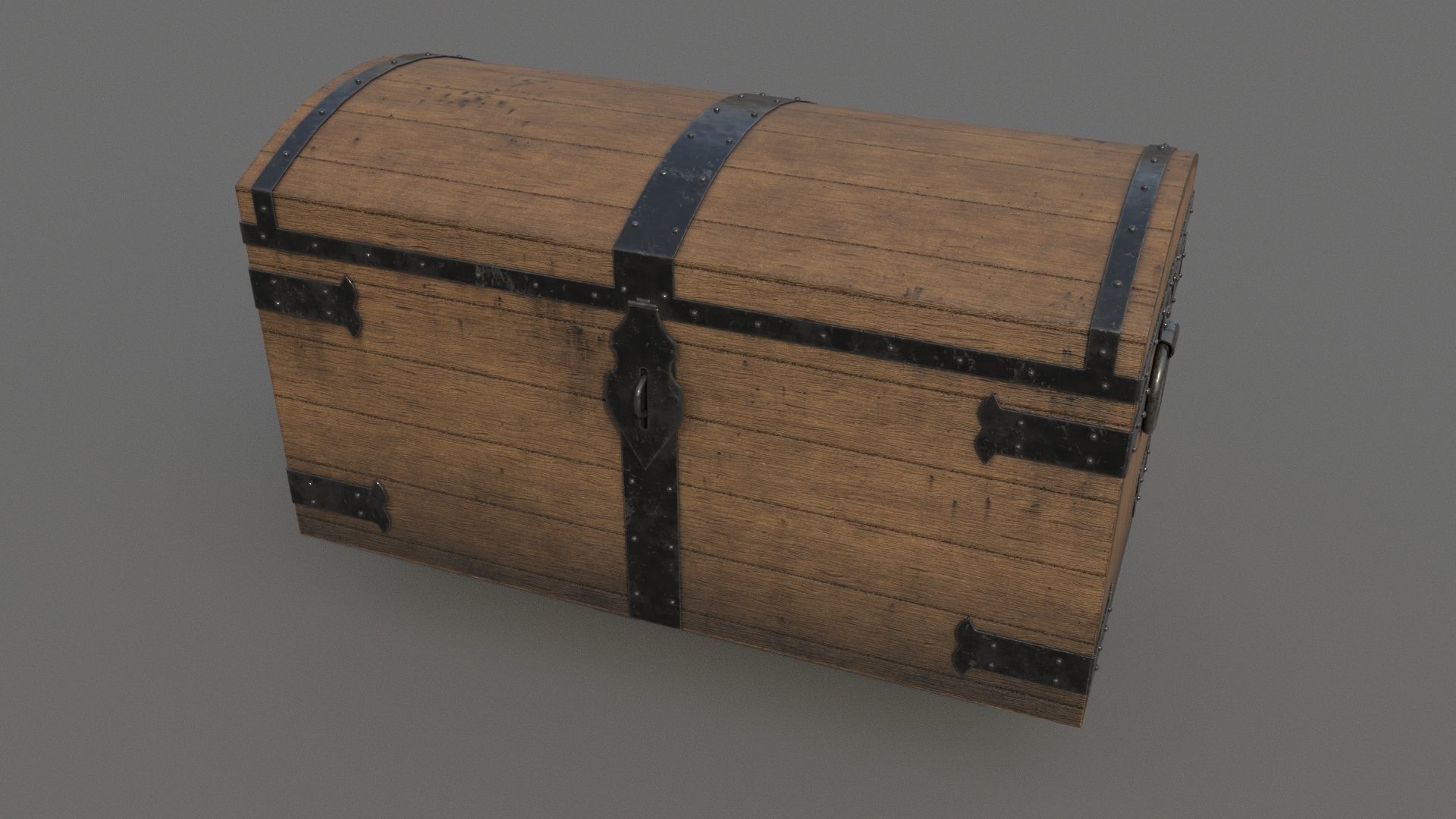 Old wooden chest Low-poly 3D model_1