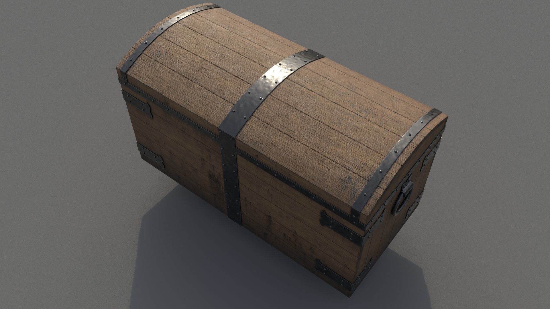 Old wooden chest Low-poly 3D model_4