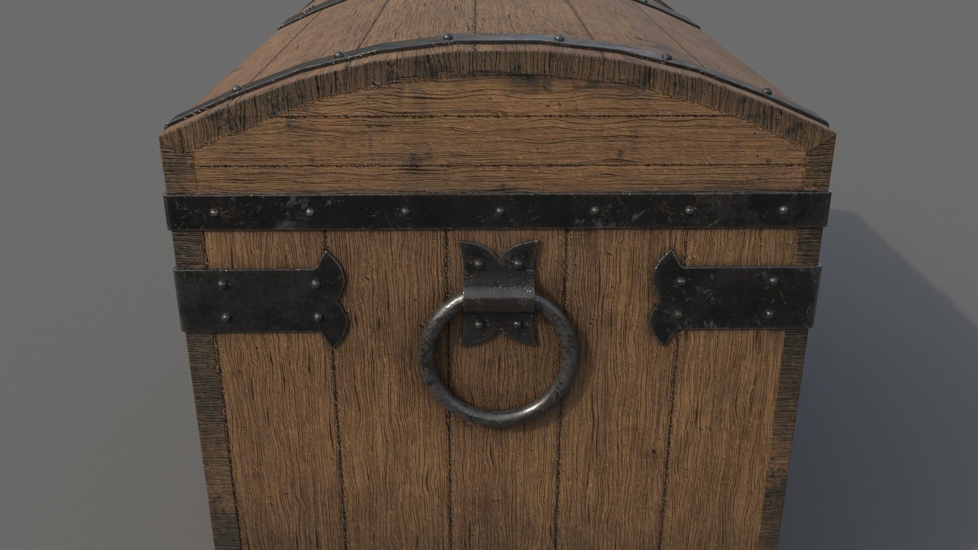 Old wooden chest Low-poly 3D model_12