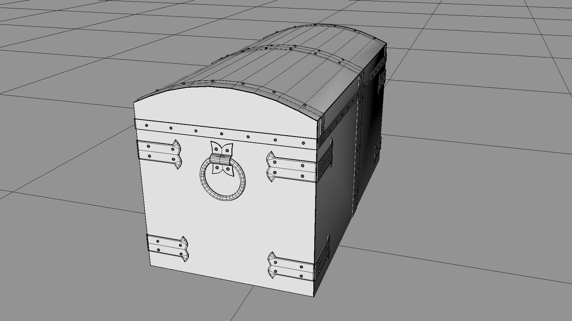 Old wooden chest Low-poly 3D model_22