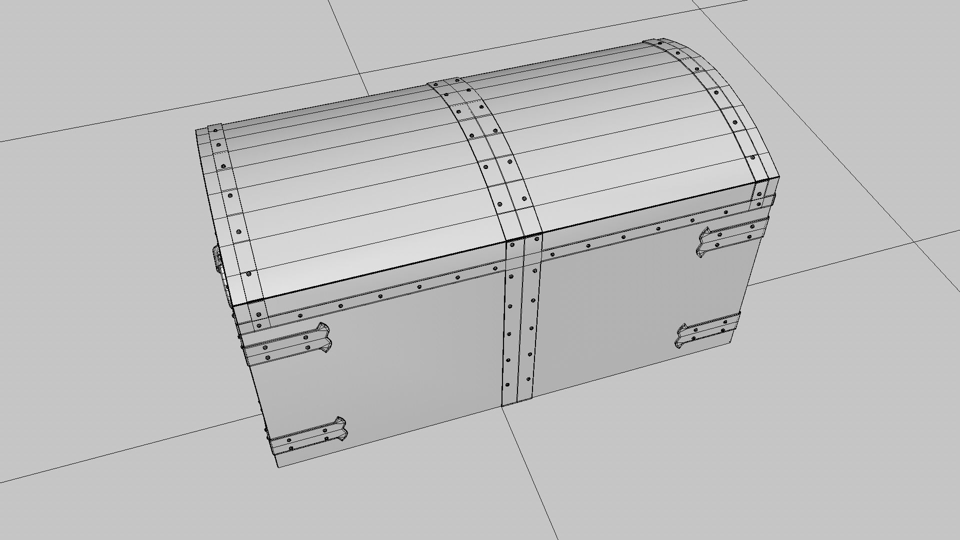 Old wooden chest Low-poly 3D model_20