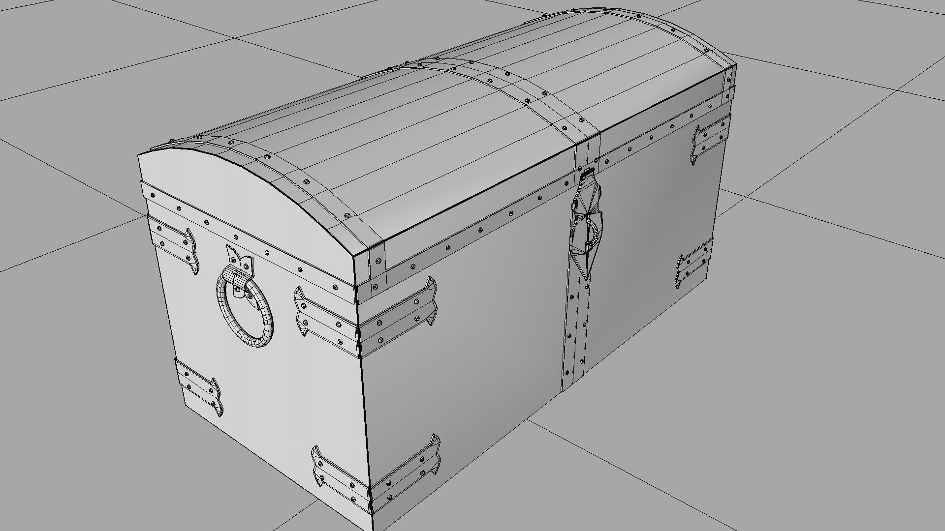 Old wooden chest Low-poly 3D model_17