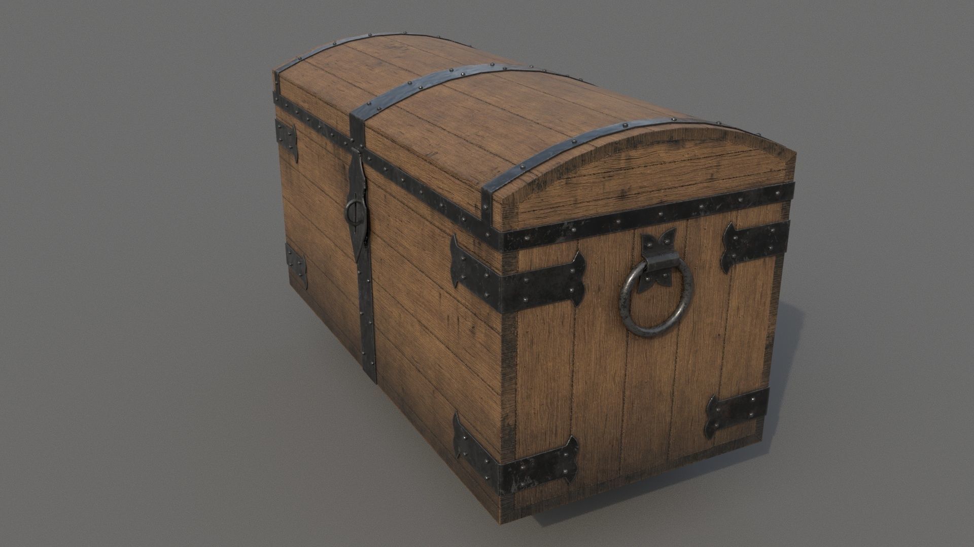 Old wooden chest Low-poly 3D model_10