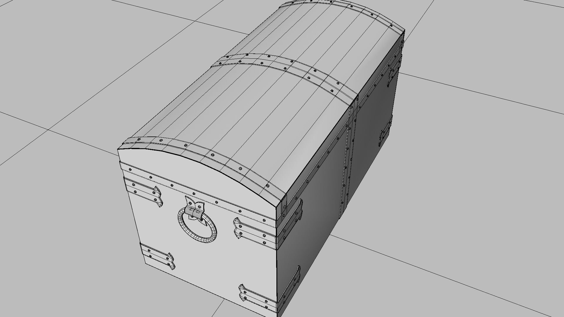 Old wooden chest Low-poly 3D model_21