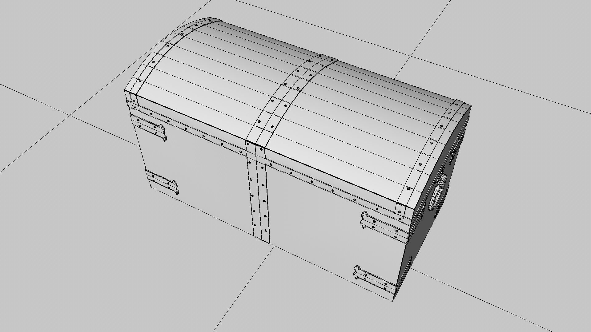 Old wooden chest Low-poly 3D model_19