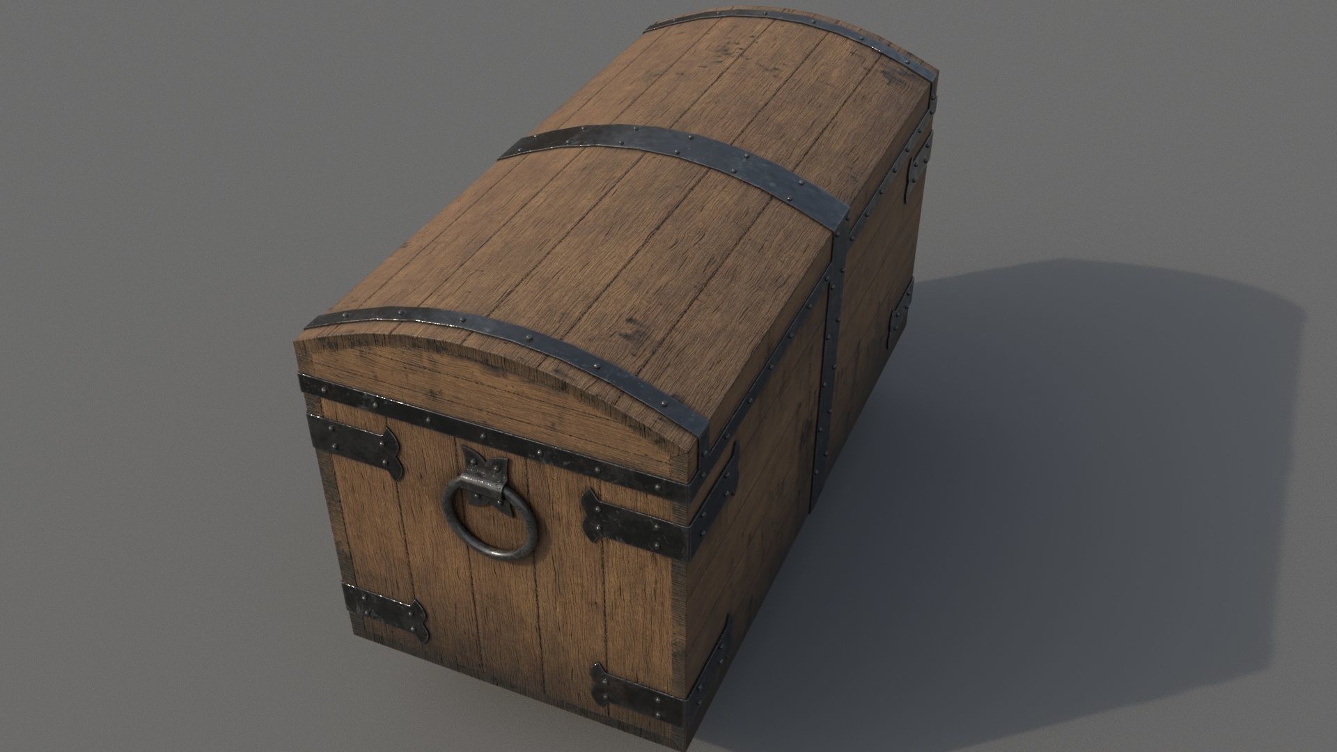 Old wooden chest Low-poly 3D model_6