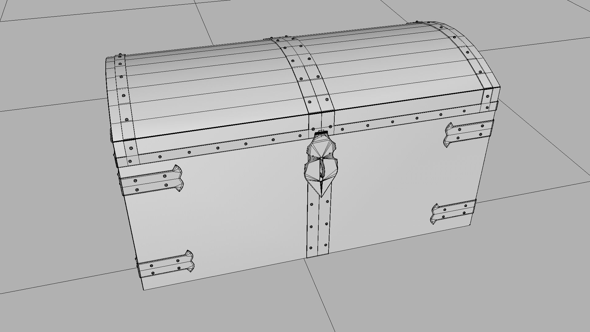 Old wooden chest Low-poly 3D model_16