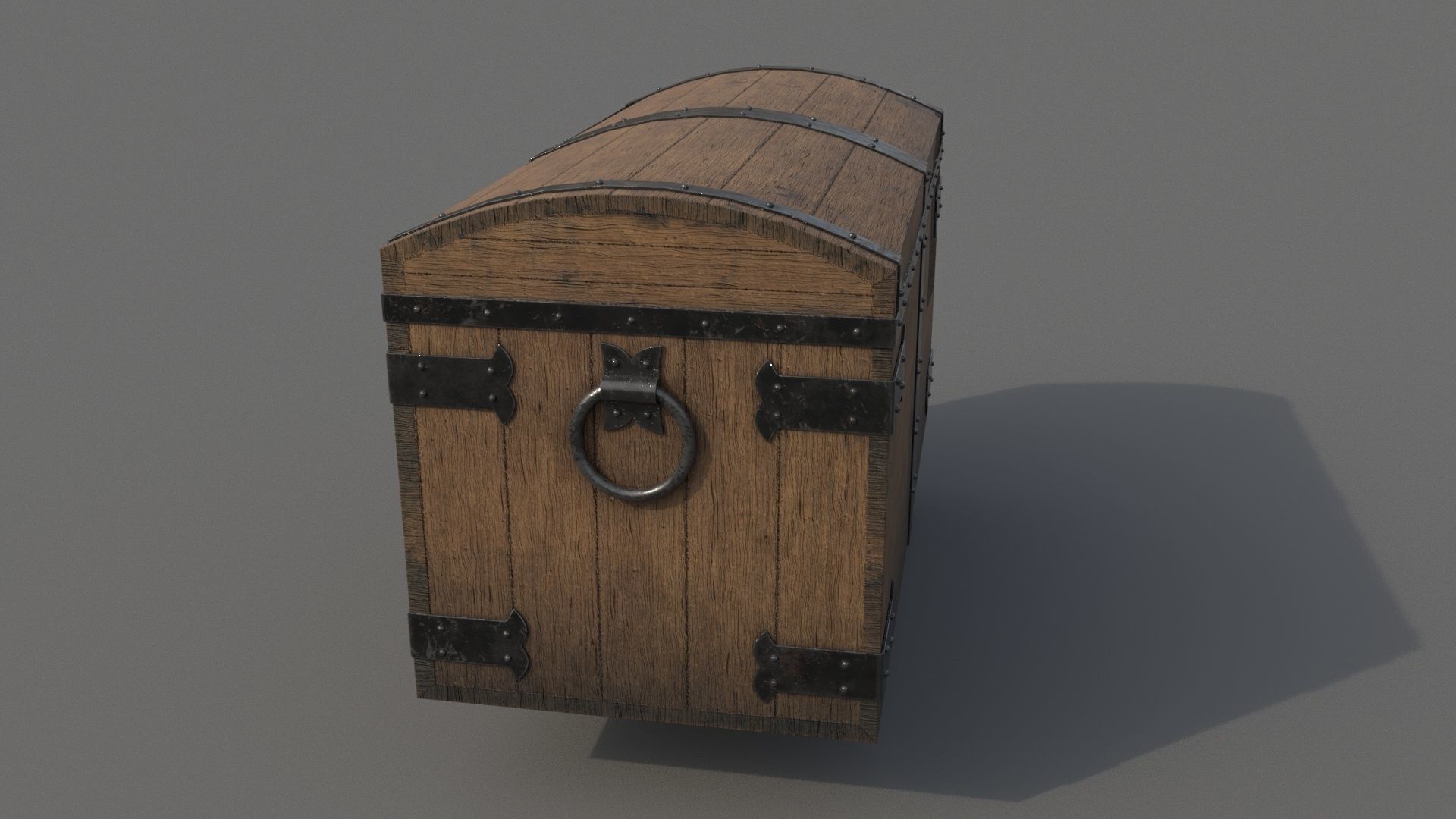 Old wooden chest Low-poly 3D model_7