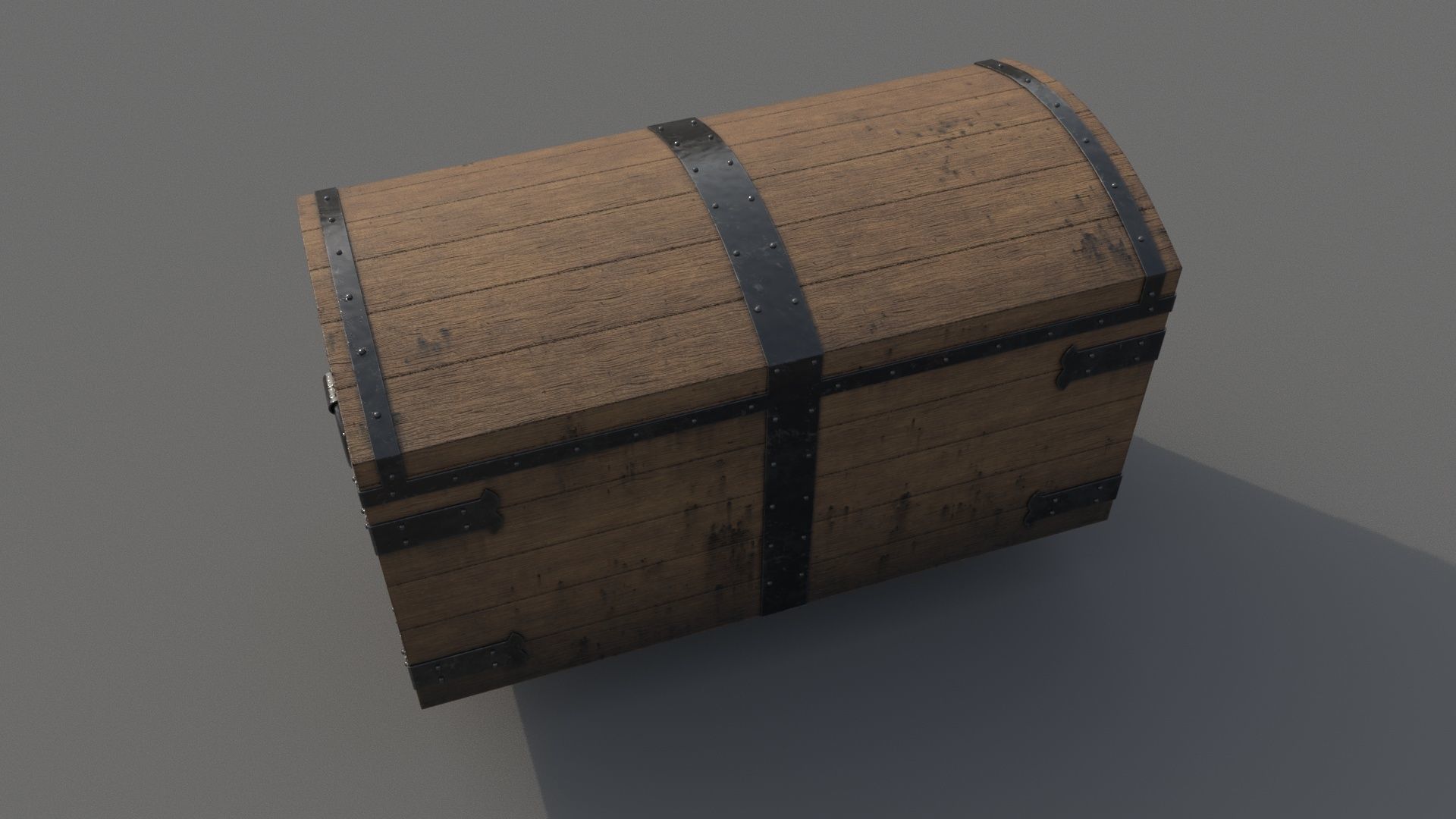Old wooden chest Low-poly 3D model_5