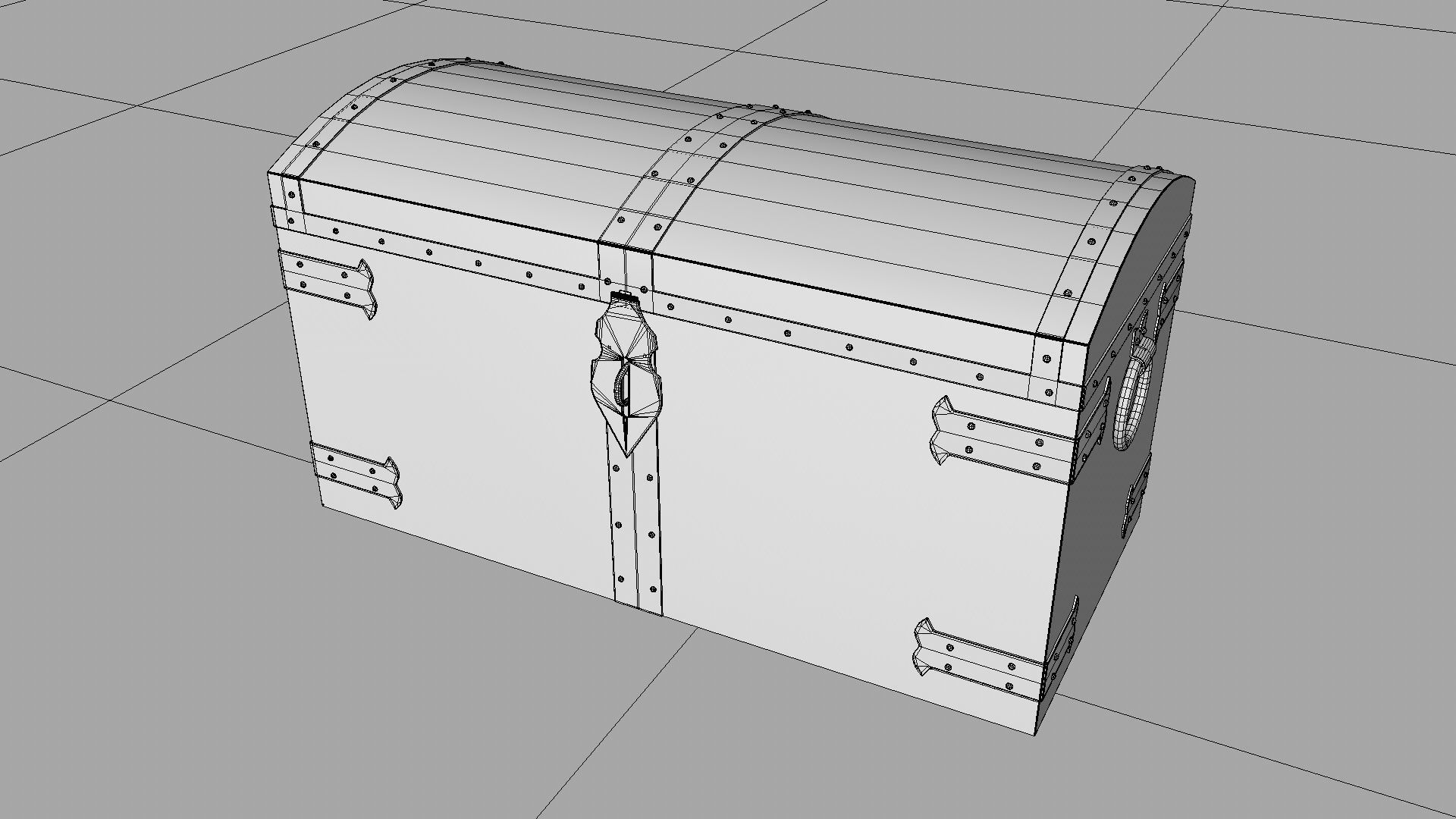 Old wooden chest Low-poly 3D model_15