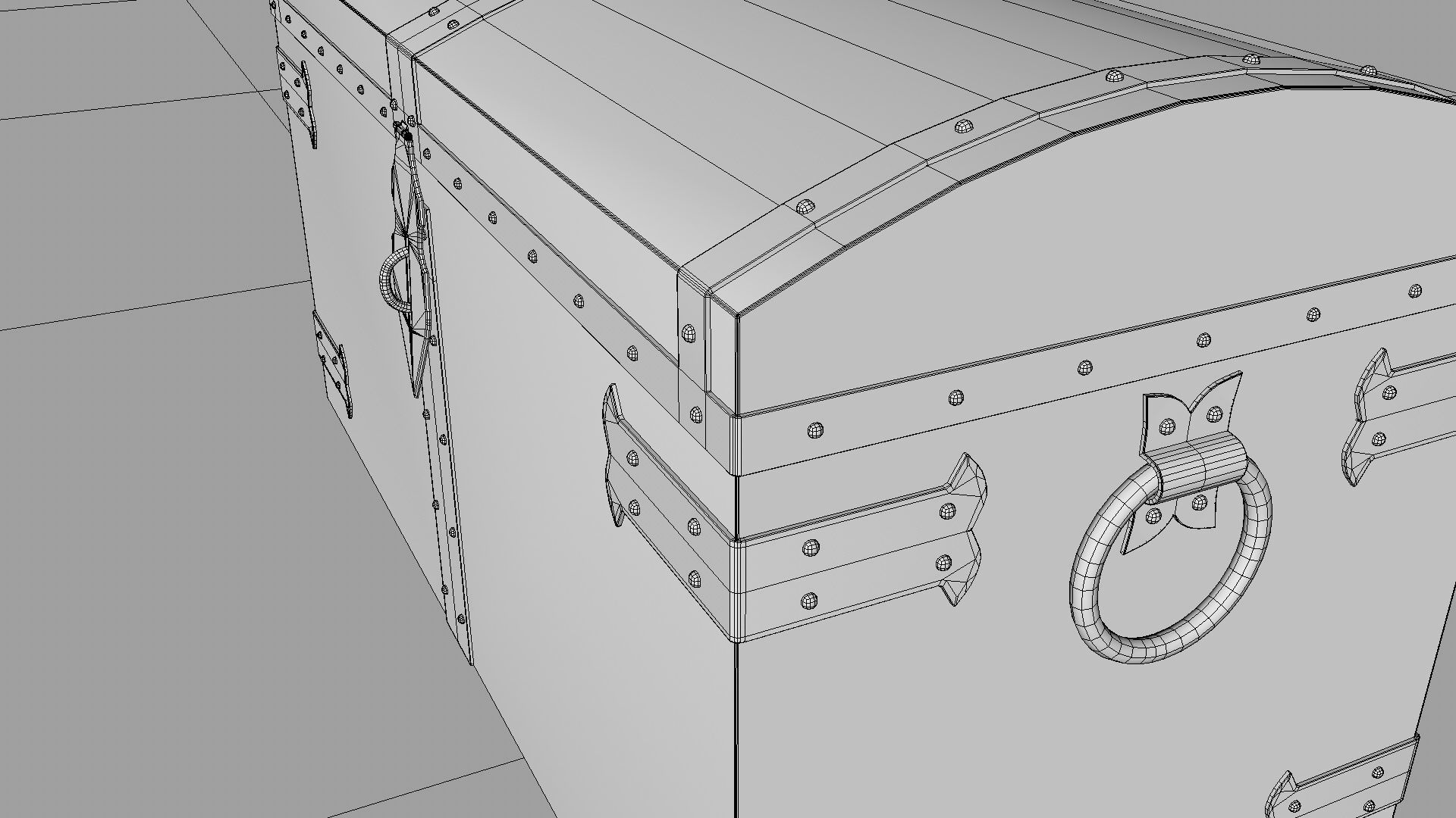 Old wooden chest Low-poly 3D model_27