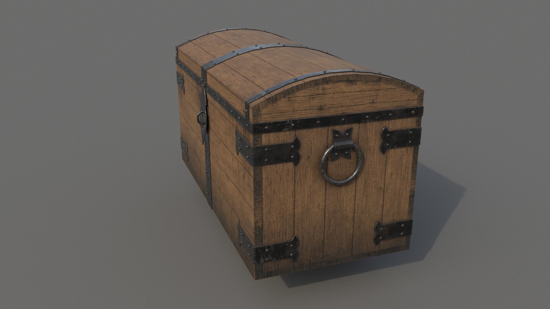 Old wooden chest Low-poly 3D model_8