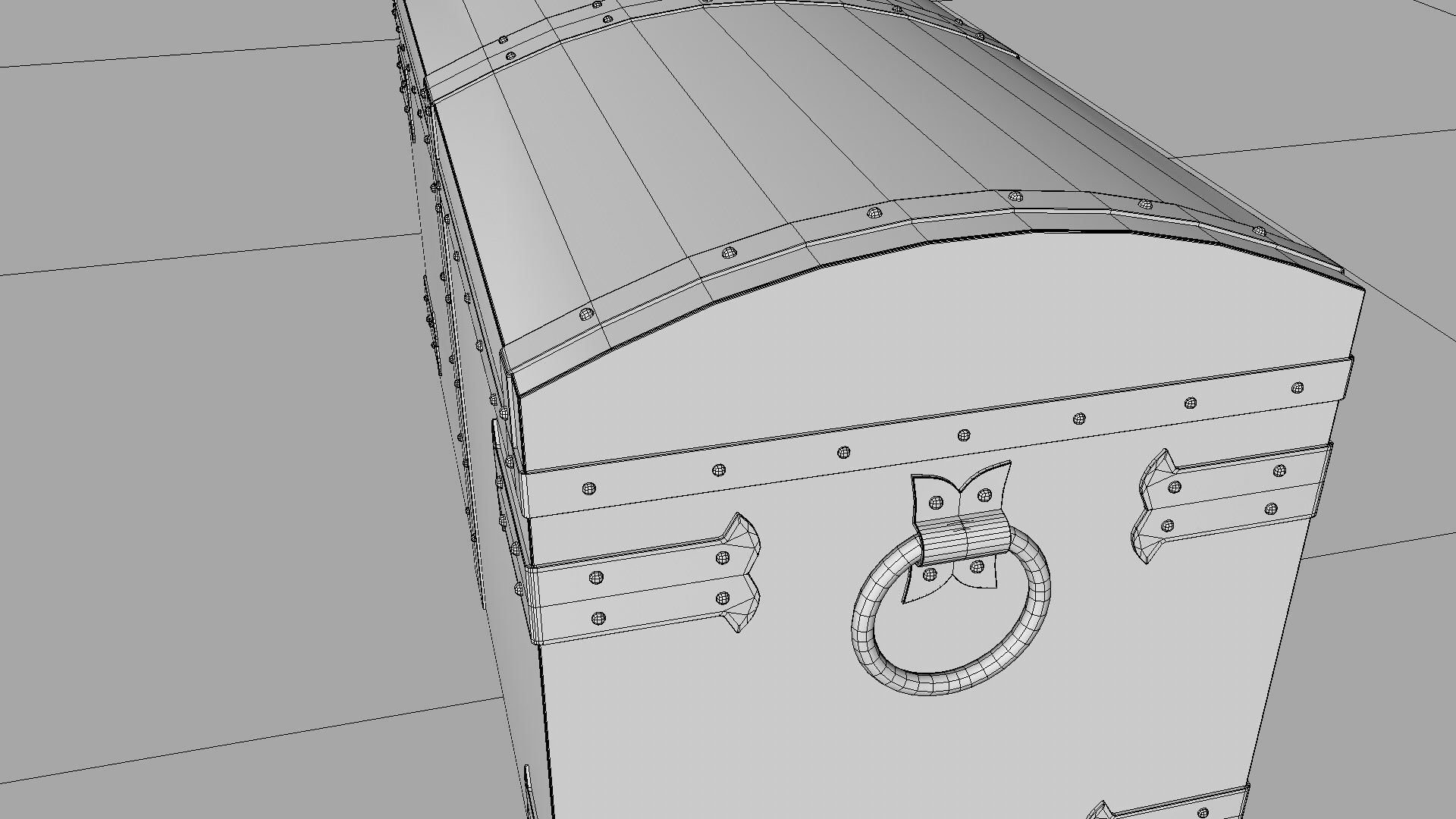 Old wooden chest Low-poly 3D model_25