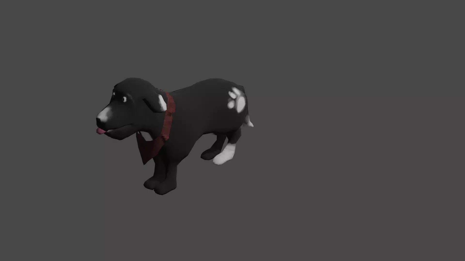 low poly dog with bandana Low-poly 3D model_0