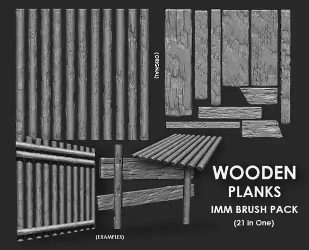 wooden plank imm brush pack 21 in one