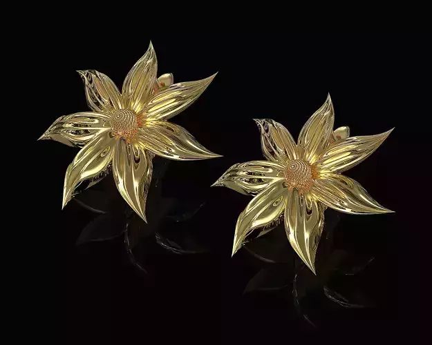 Flower with long leaves Earrings 