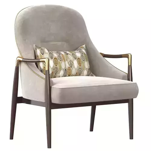 Pair of Modern Brass Accented Walnut Lounge Chairs 1950s