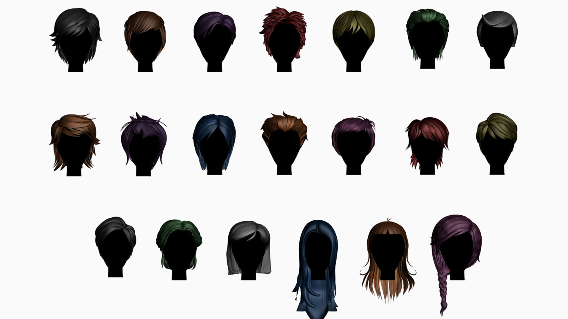 Stylized Hair Factory V2 Low-poly 3D model_1