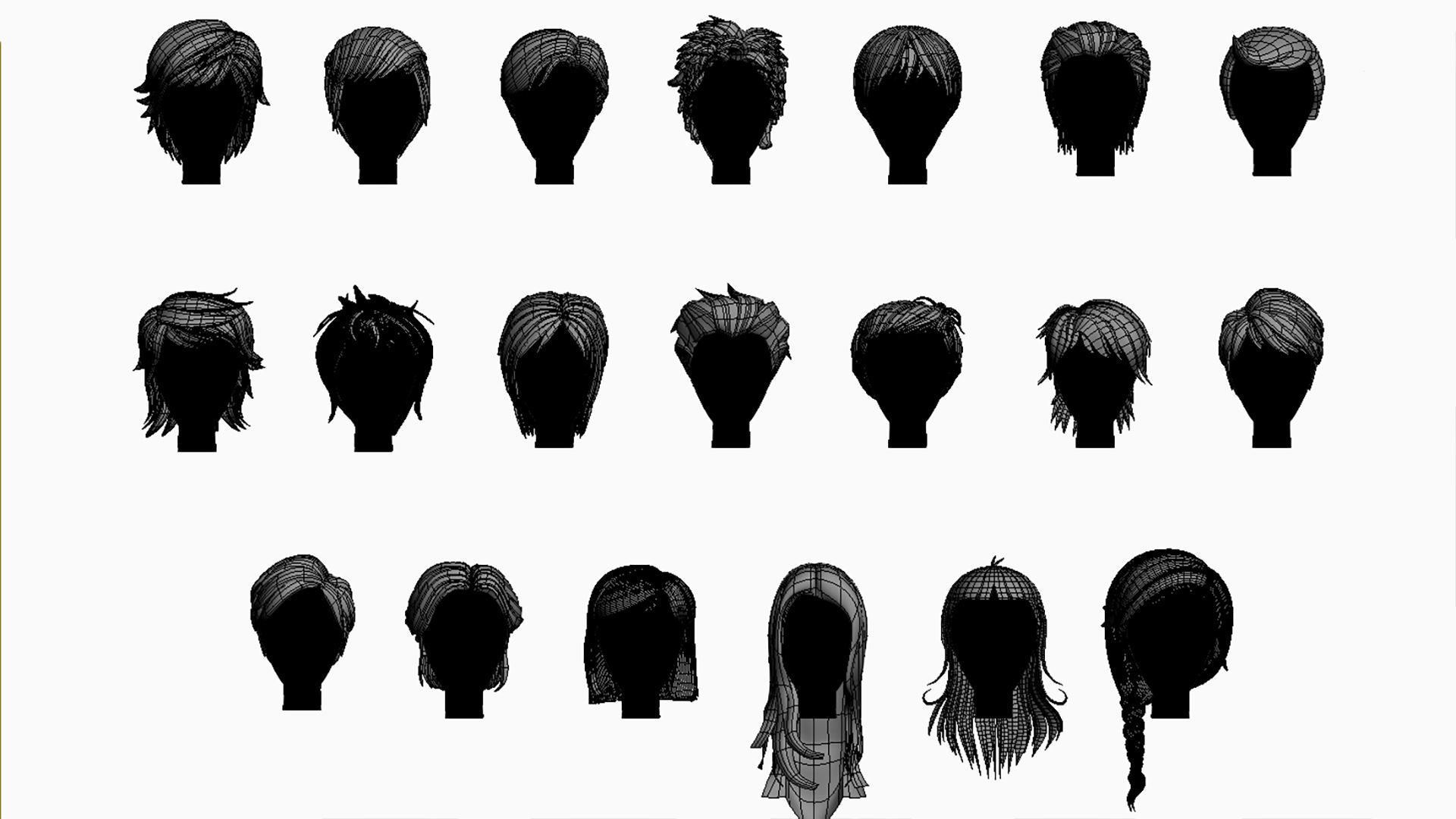 Stylized Hair Factory V2 Low-poly 3D model_2