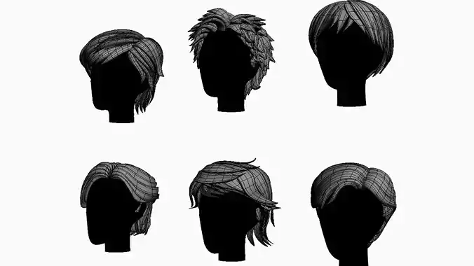 Stylized Hair Factory V2 Low-poly 3D model