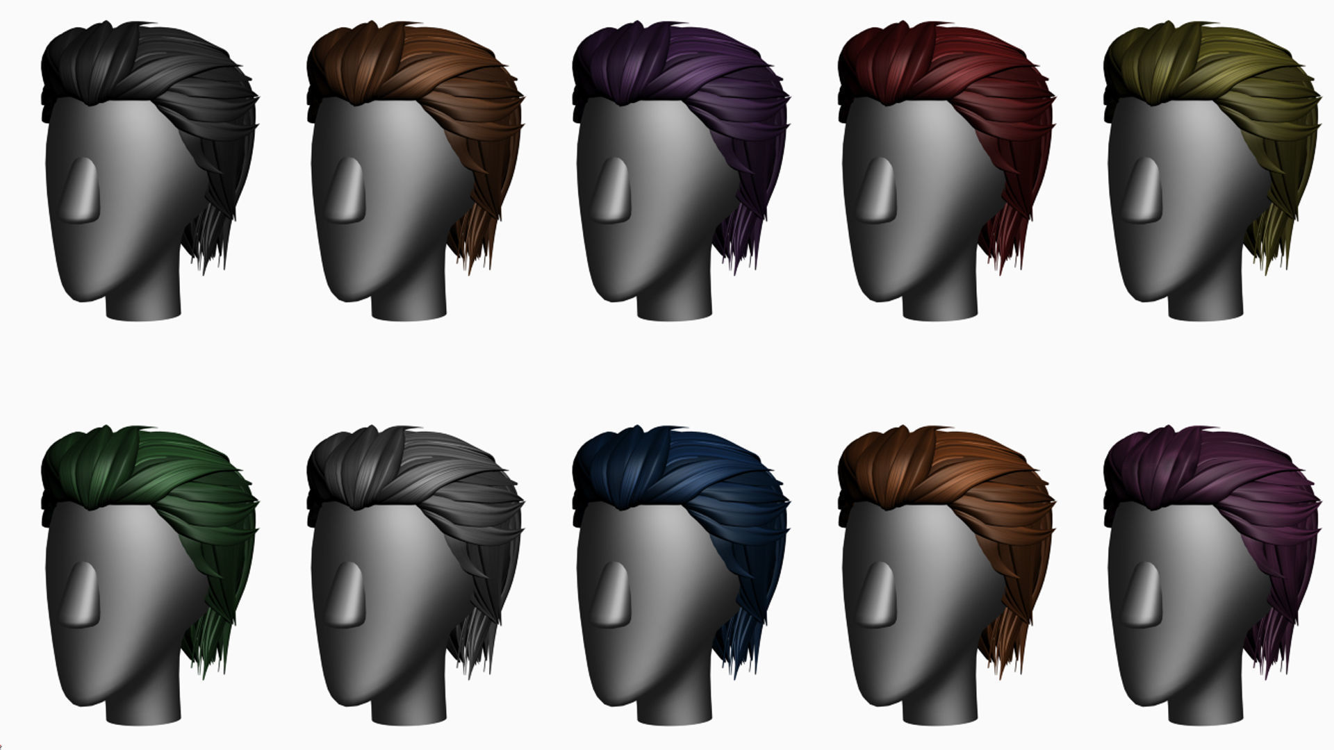 Stylized Hair Factory V2 Low-poly 3D model_3