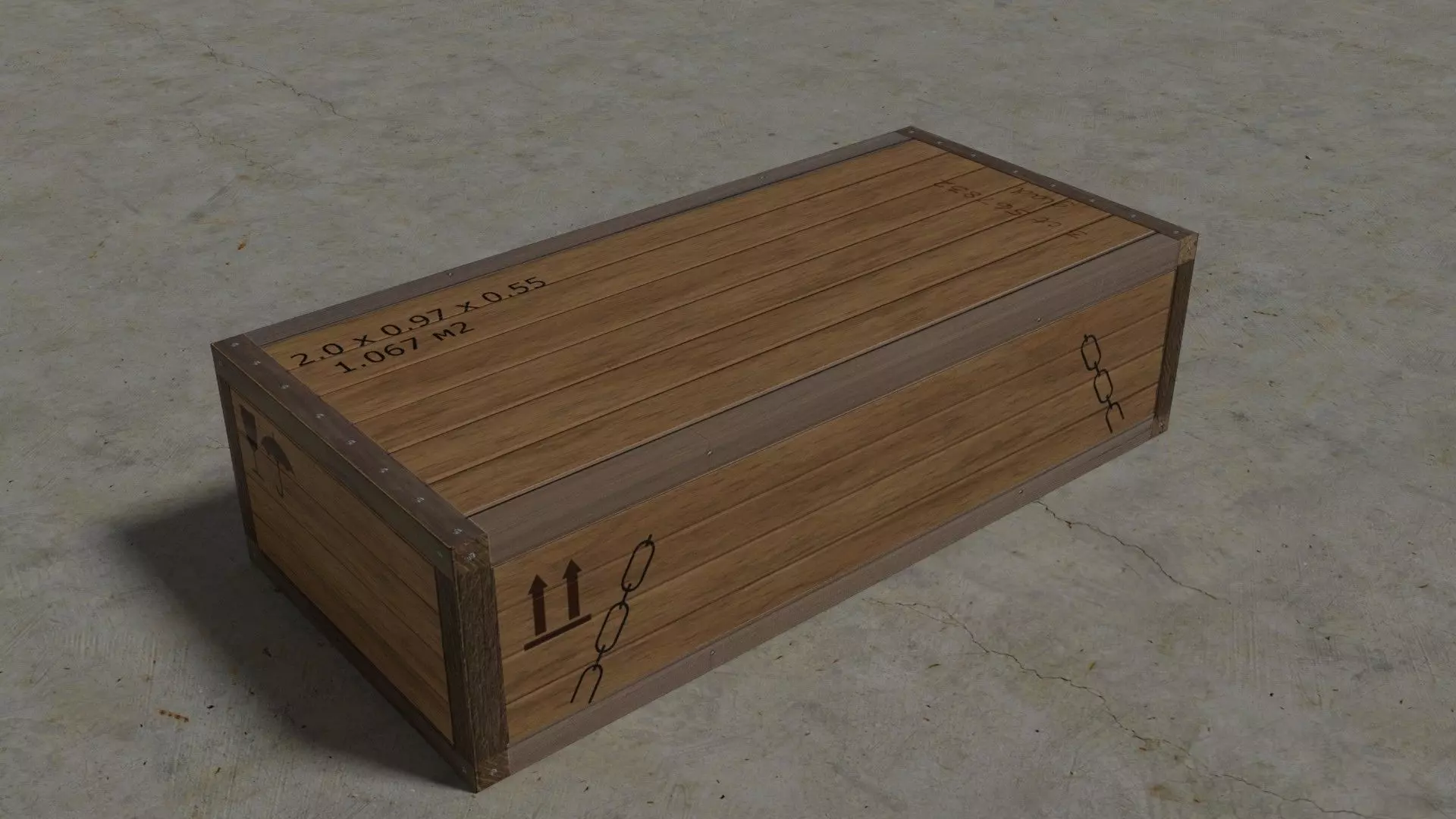 low poly wooden box Low-poly 3D model_0