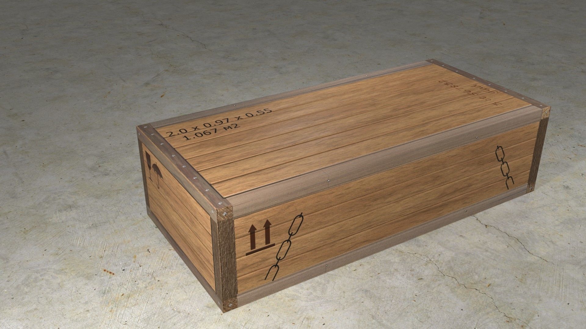 low poly wooden box Low-poly 3D model_1