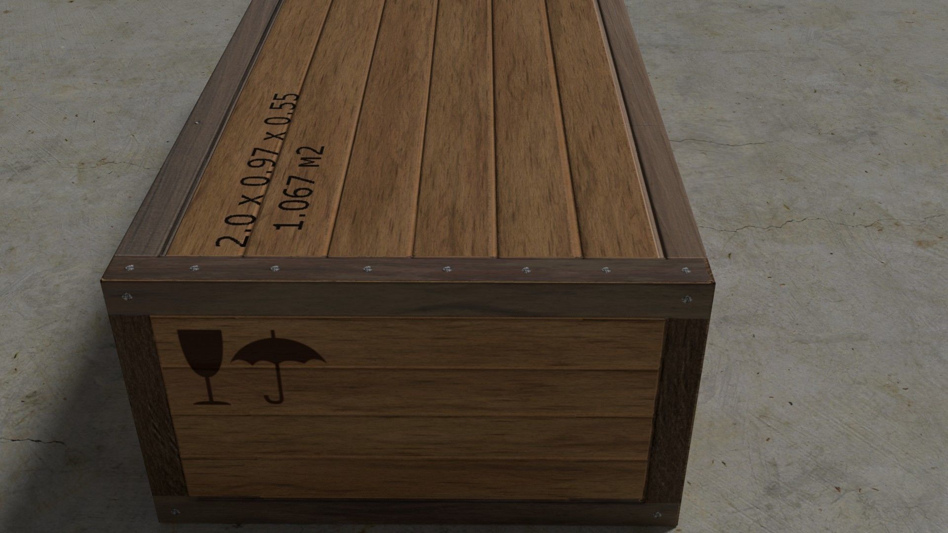 low poly wooden box Low-poly 3D model_2