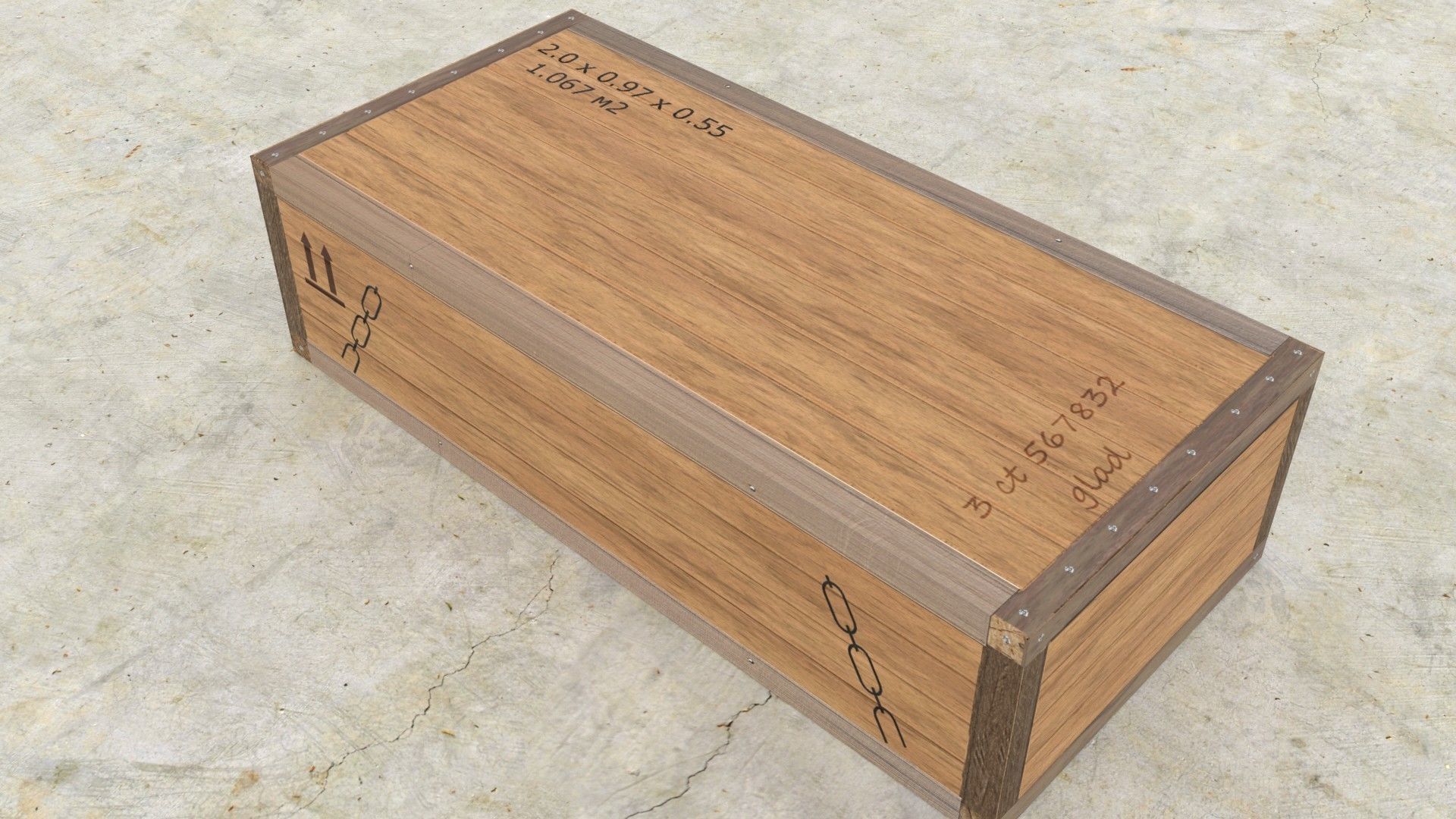 low poly wooden box Low-poly 3D model_3