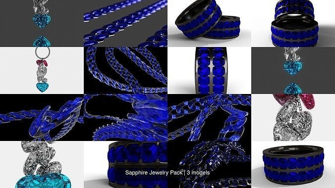 Sapphire Jewelry Pack 3D Model Collection