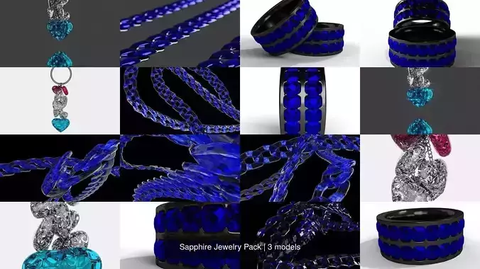 Sapphire Jewelry Pack 3D Model Collection