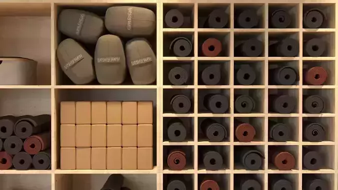 Yoga studio equipment 3D model