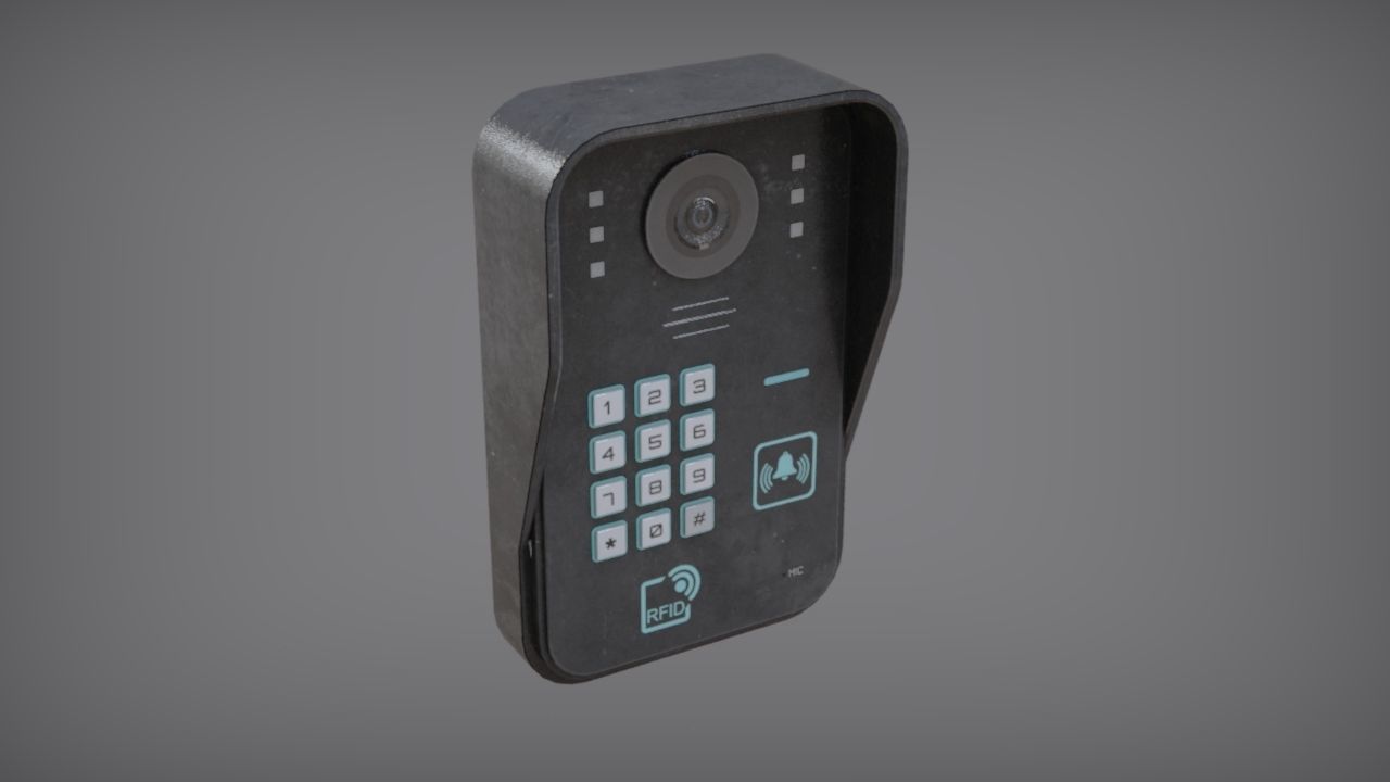 RFID Door Intercom with cam Low-poly 3D model_13