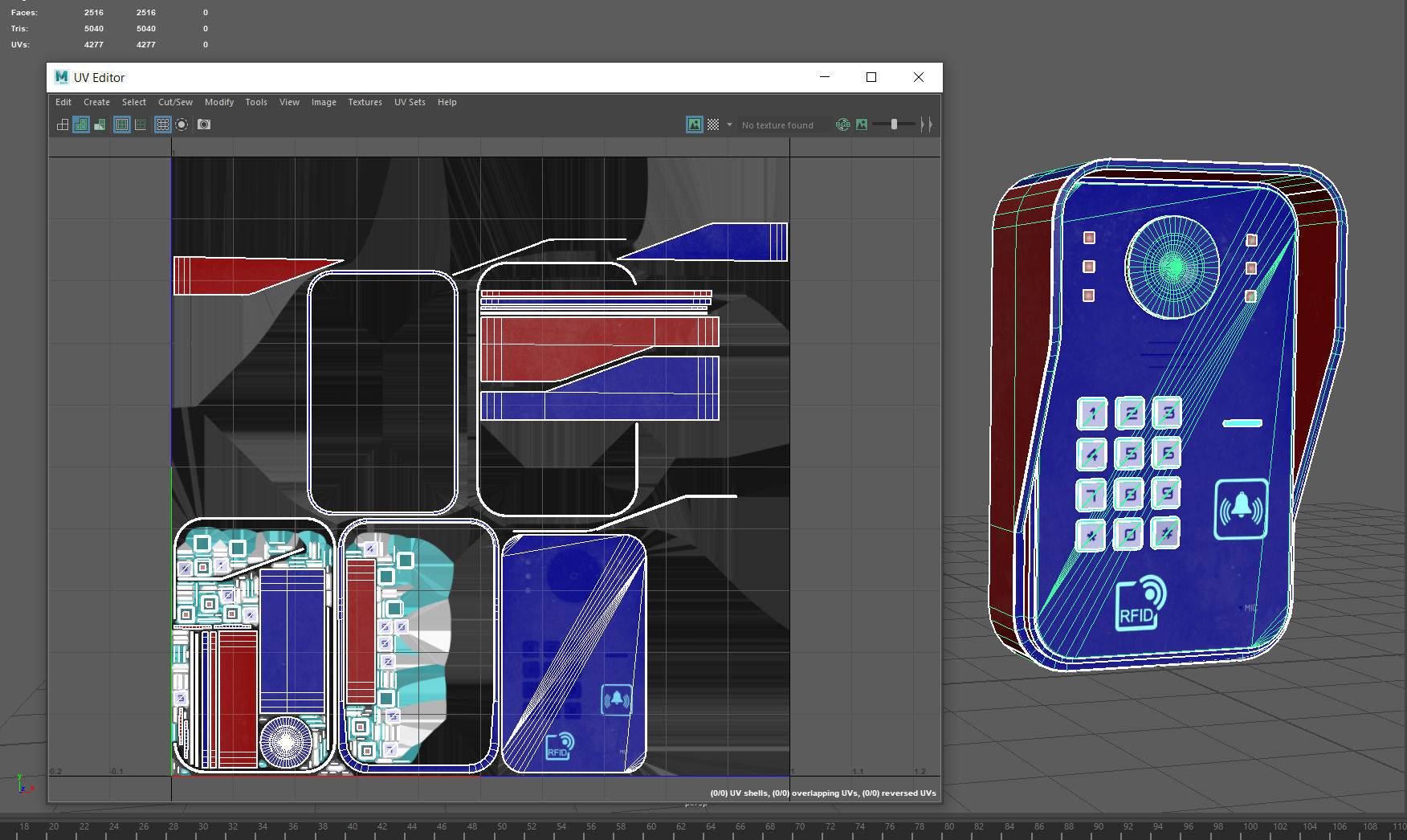 RFID Door Intercom with cam Low-poly 3D model_10