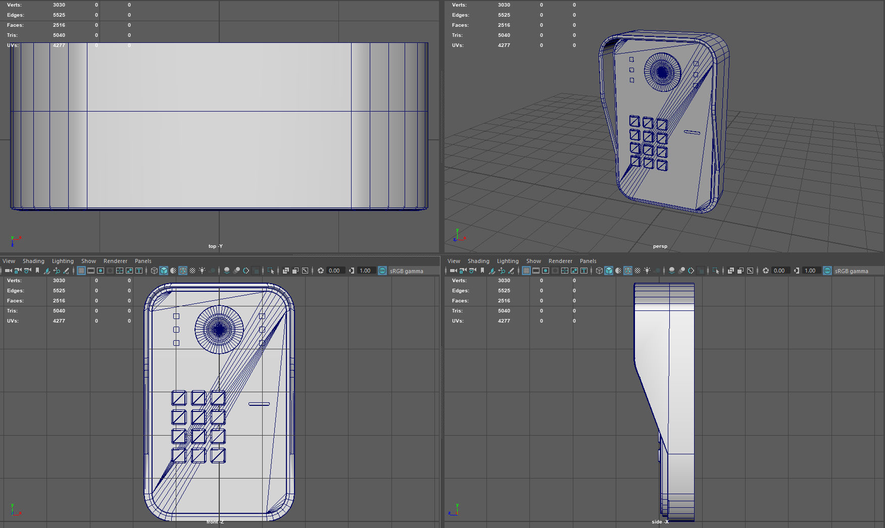 RFID Door Intercom with cam Low-poly 3D model_9