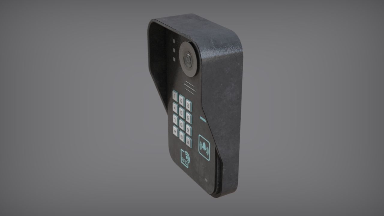 RFID Door Intercom with cam Low-poly 3D model_12