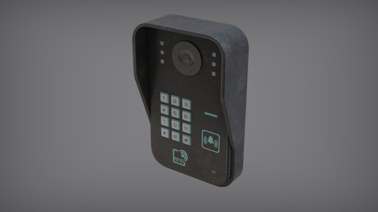 RFID Door Intercom with cam Low-poly 3D model_11