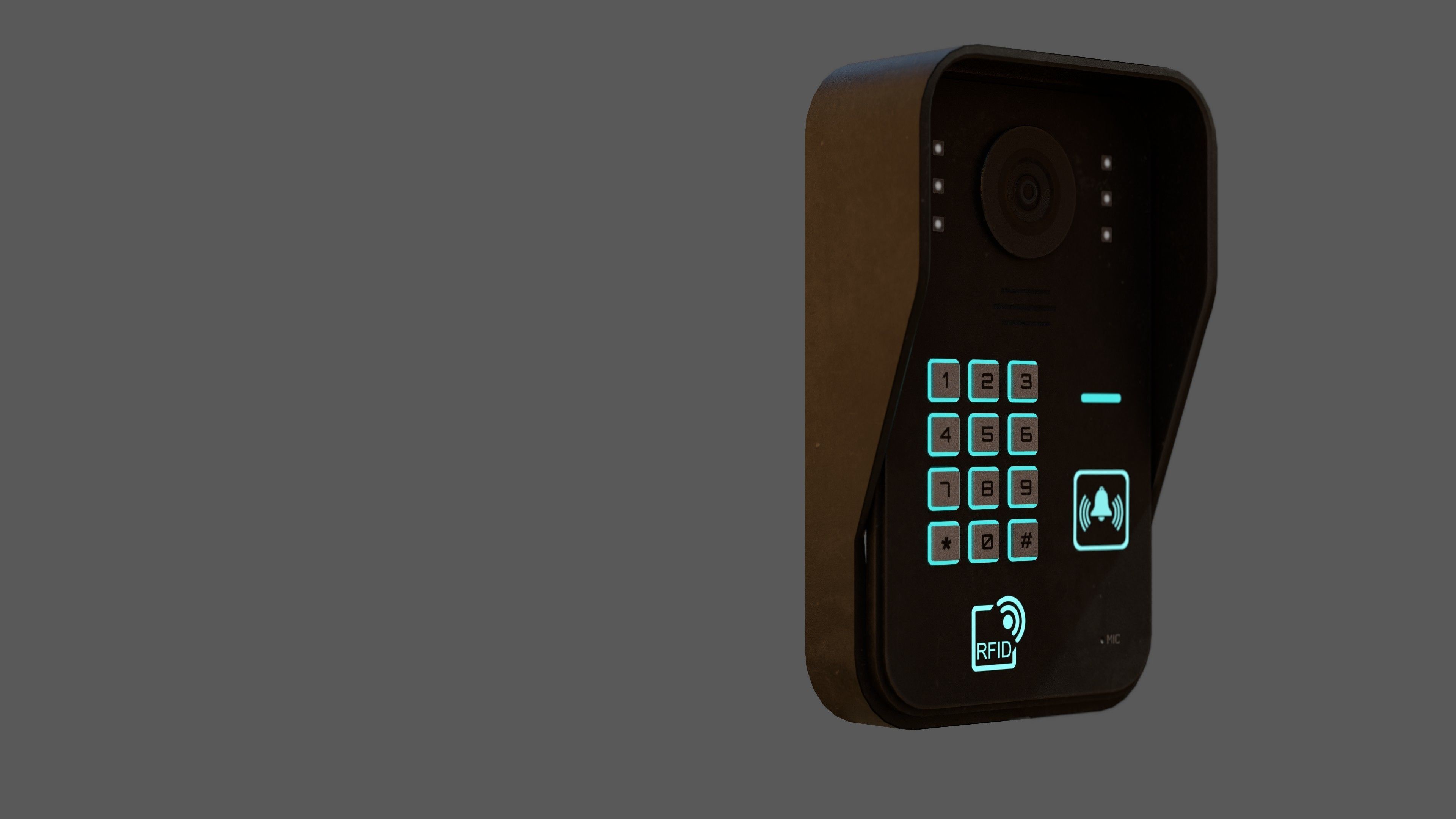 RFID Door Intercom with cam Low-poly 3D model_3