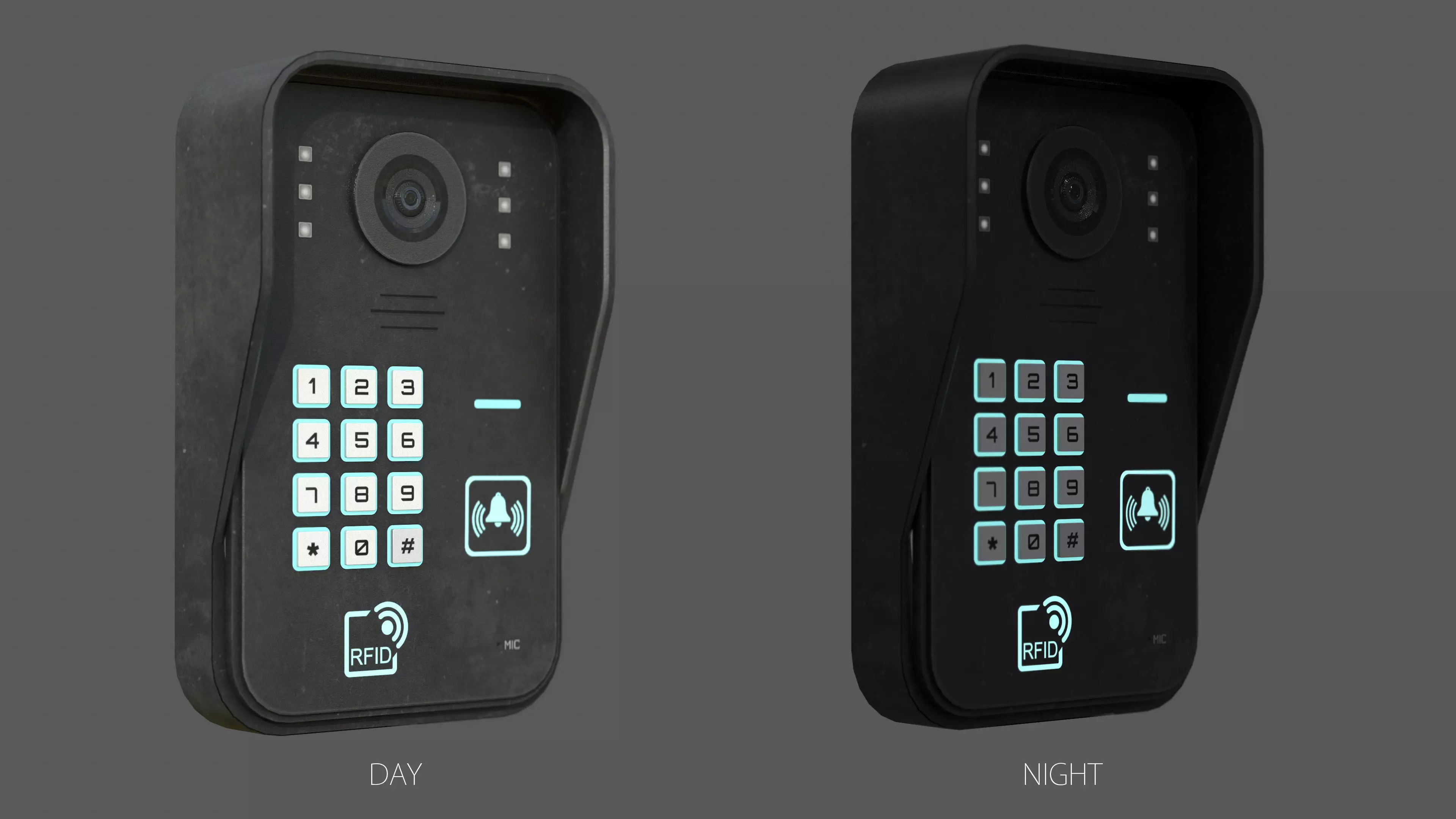 RFID Door Intercom with cam Low-poly 3D model_0